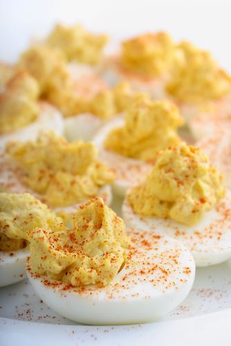 Deviled Eggs made without the mayonnaise.  A healthy appetizer to try for get