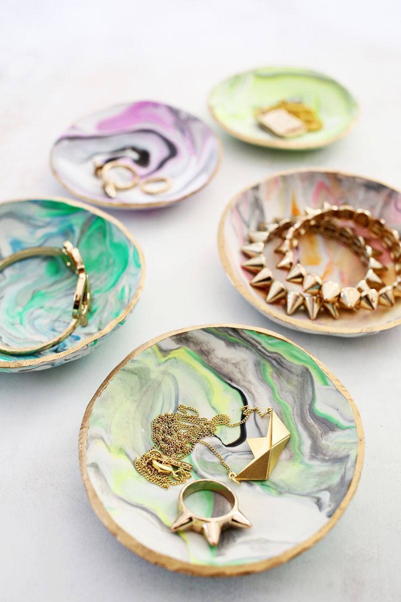 Easy marbled ring dish using Martha Stewart Crafts Liquid Gilding as an accent! From A Beautiful