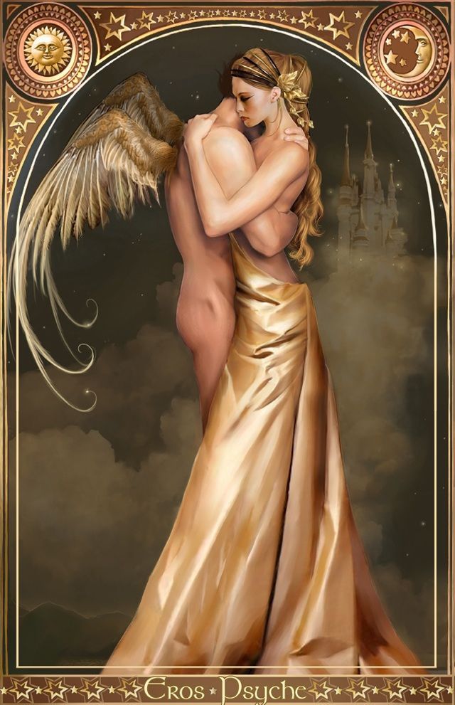 Eros and Psyche Psyche was a woman gifted with extreme beauty and grace, one of the mortal women whose love and sacrifice for her beloved God Eros earned her immortality.  Psyche became, as Greek word