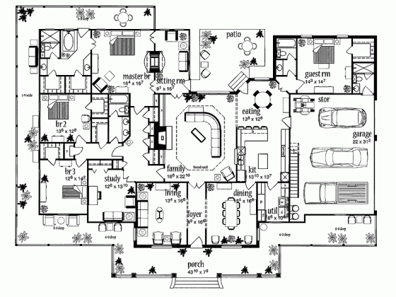 Farmhouse House Plan with 3