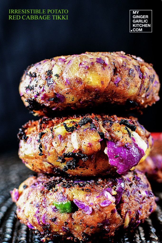 Feel the aroma of Indian food with every bite. Irresistible Potato Red Cabbage Tikki – [Vegan]