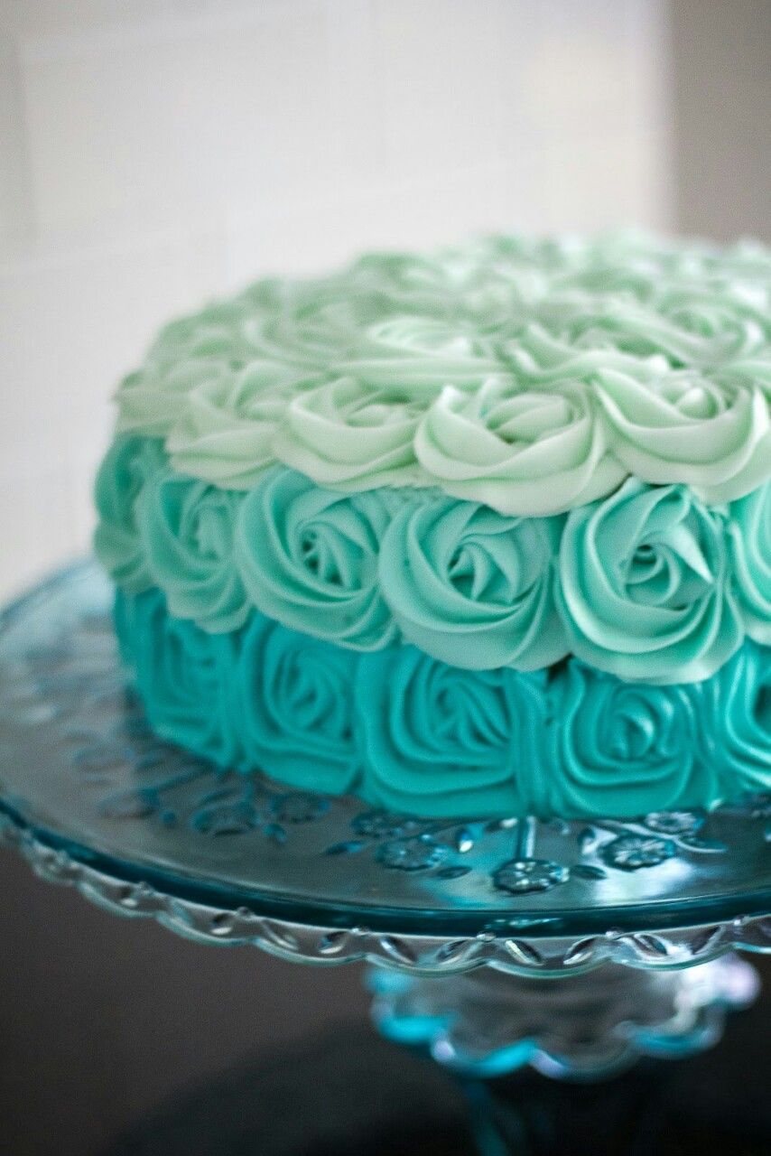 Frosted teal. #color #ombre #cake    Would be fun to make with berry juices!