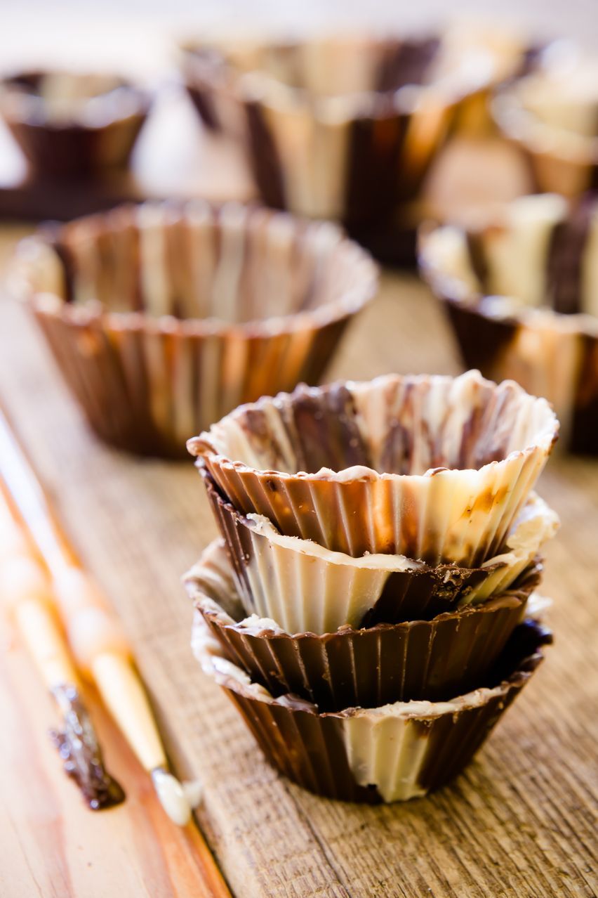 Homemade chocolate cups are