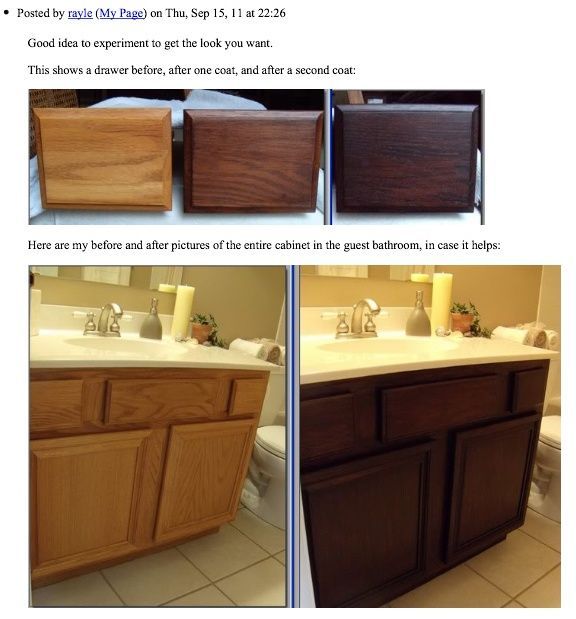 I am freaking out! For less than $50 I can get rid of my oak cabinets in my kitchen and bathrooms! This is a great tutorial on how