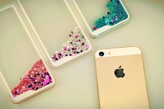 iPhone 5 6 6plus transparent Quicksand Glitter Star Case by iPase