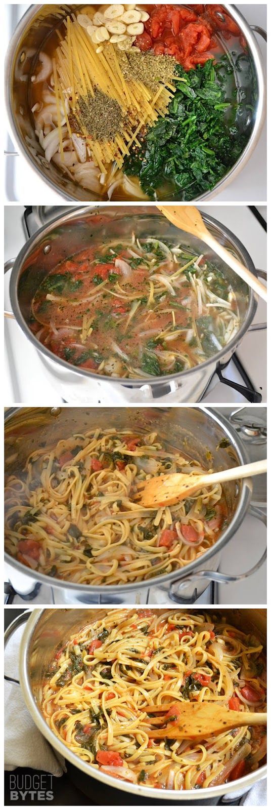 Italian Wonderpot – This pasta is incredibly easy to make and inexpensive. No draining necessary! Switch out whichever veggies you like or add more to make it your