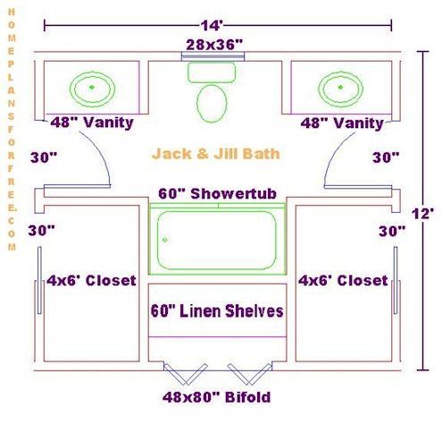 jack and jill bathroom sket