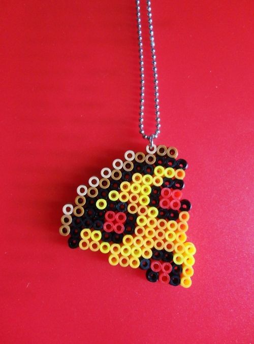 kawaii cute necklace pizza perler beads fuse hama pixel