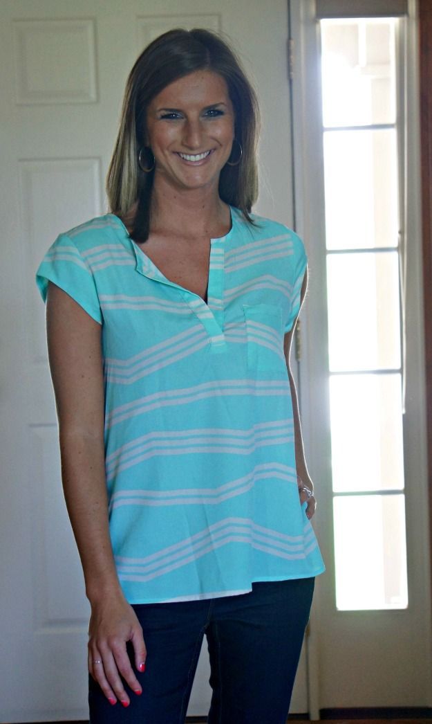 Living In Yellow: Stitch Fix Reveal: Third Edition– Loving the colors and patterns in this top! Looks nice and lightweight for summer