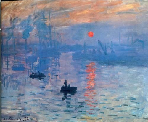 Monet “Impression, Sunrise” 1873. So in love with this painting. This painting/title is why the painters called themselves