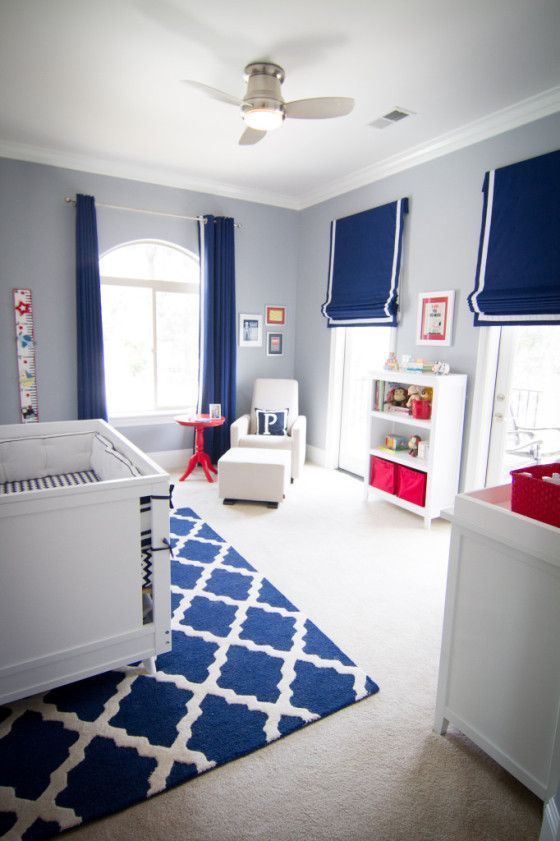 navy and gray baby room | Boy Gray and Blue Nursery with Red Color Pops— trying … | Baby id …