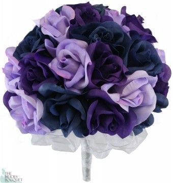 Navy Blue, Lavender and Purple Silk Rose Hand Tie (3 Dozen Roses) – Bridal Wedding