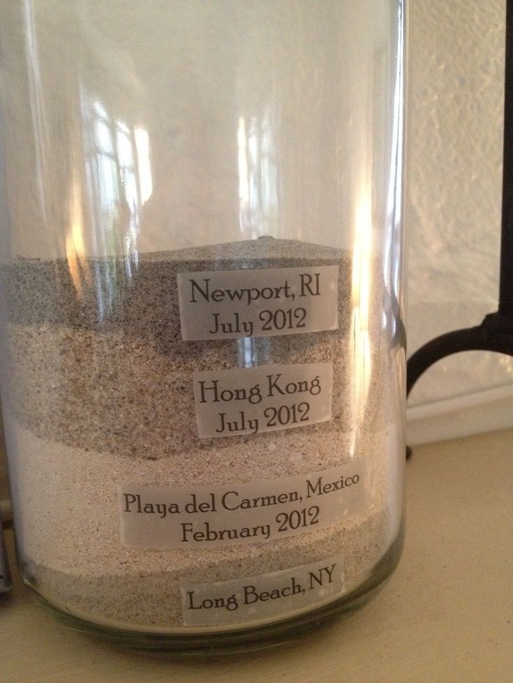 Neat idea…collect sand from every beach you visit and then layer it in a glass cylinder with