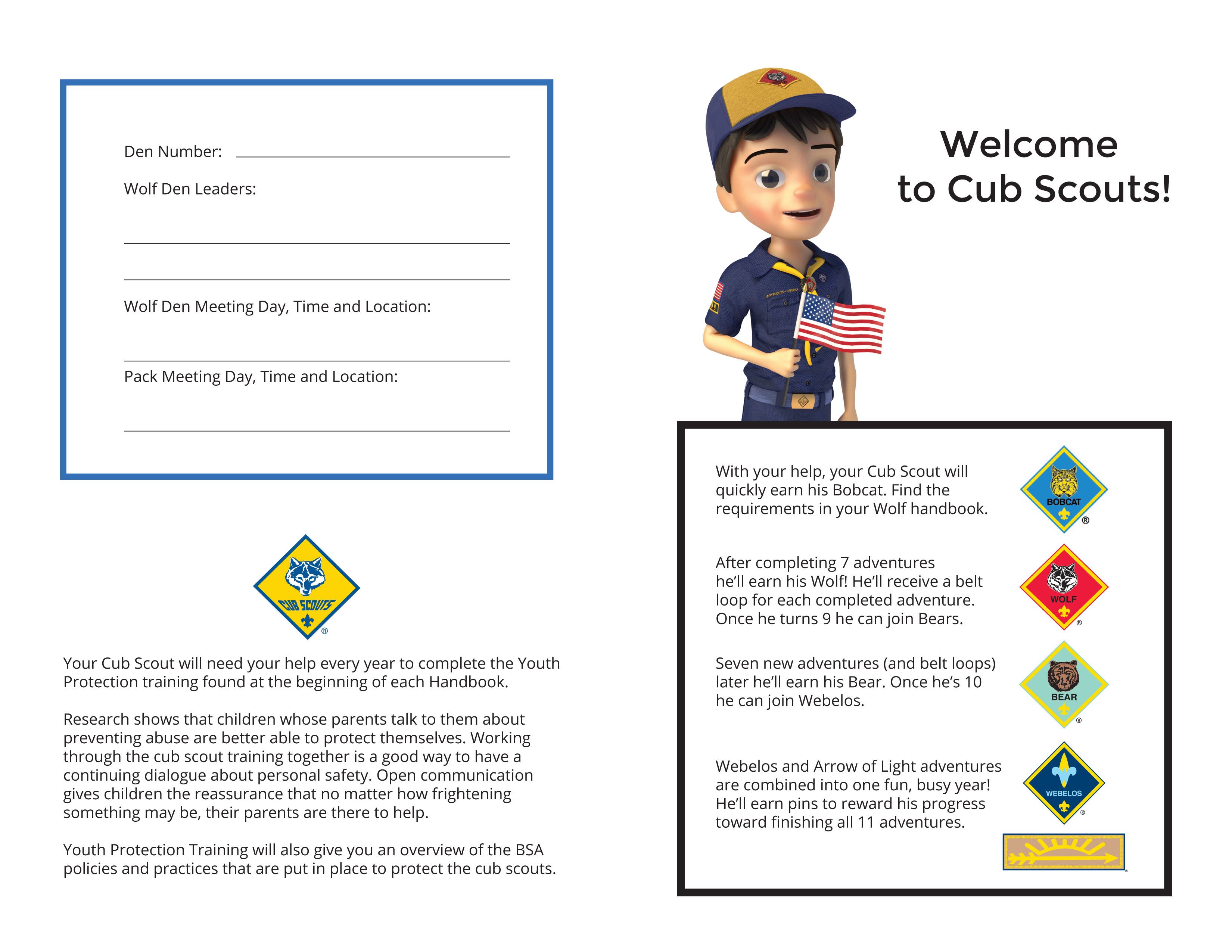 New Cub Scout Tracking Sheets