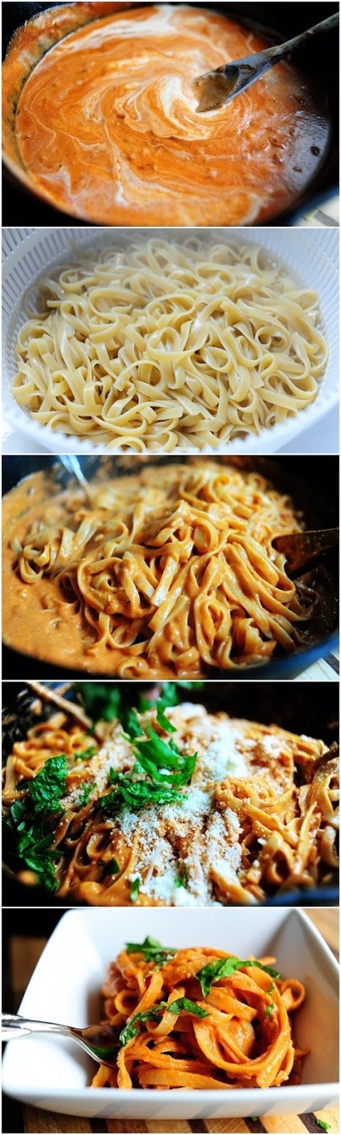 Pasta with Tomato Cream Sauce ~ The Pioneer Woman. There’s really nothing better in the entire world than a fresh thick sauce for pasta. Of course you can use a jar of sauce bought in a store, but