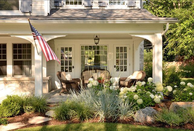 Porch Ideas. Cute front porch! #Porch  doors and window love the window in middle doors on side like in dining