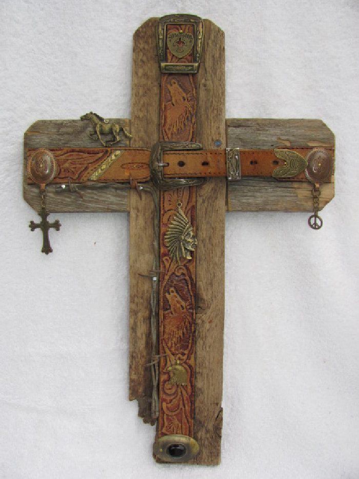 Recycled wood cross, Bronze cross, handcrafted western cross OOAK cedar wood cross,11 X 16. $70.00, via