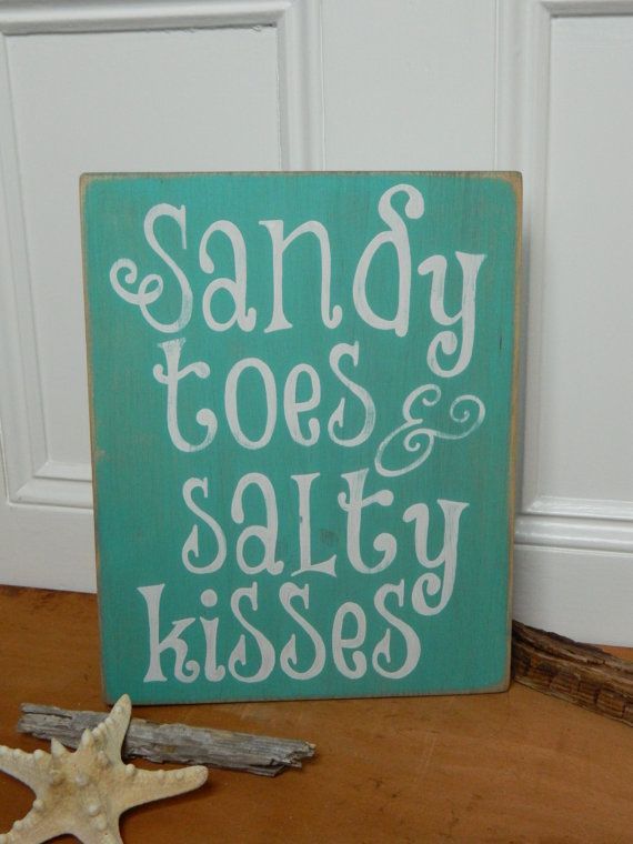 Sandy Toes and Salty Kisses Hand Painted Wood by TheRustiqueHand,