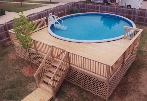 Small round above ground composite pool deck for small