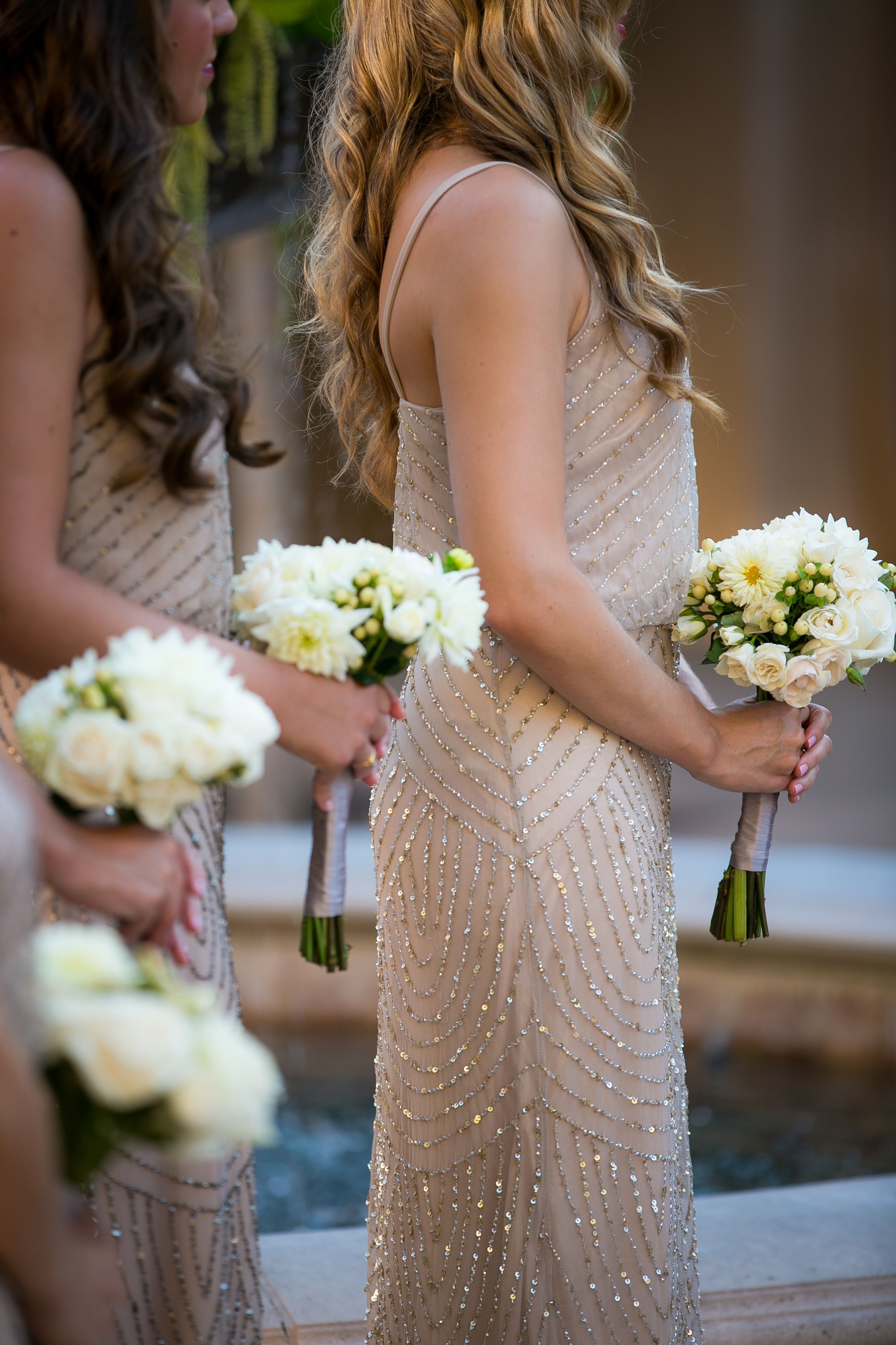 Subtle sparkly taupe bridesmaid dresses – Orange County wedding at San Juan Capistrano and St. Regis, Jennifer