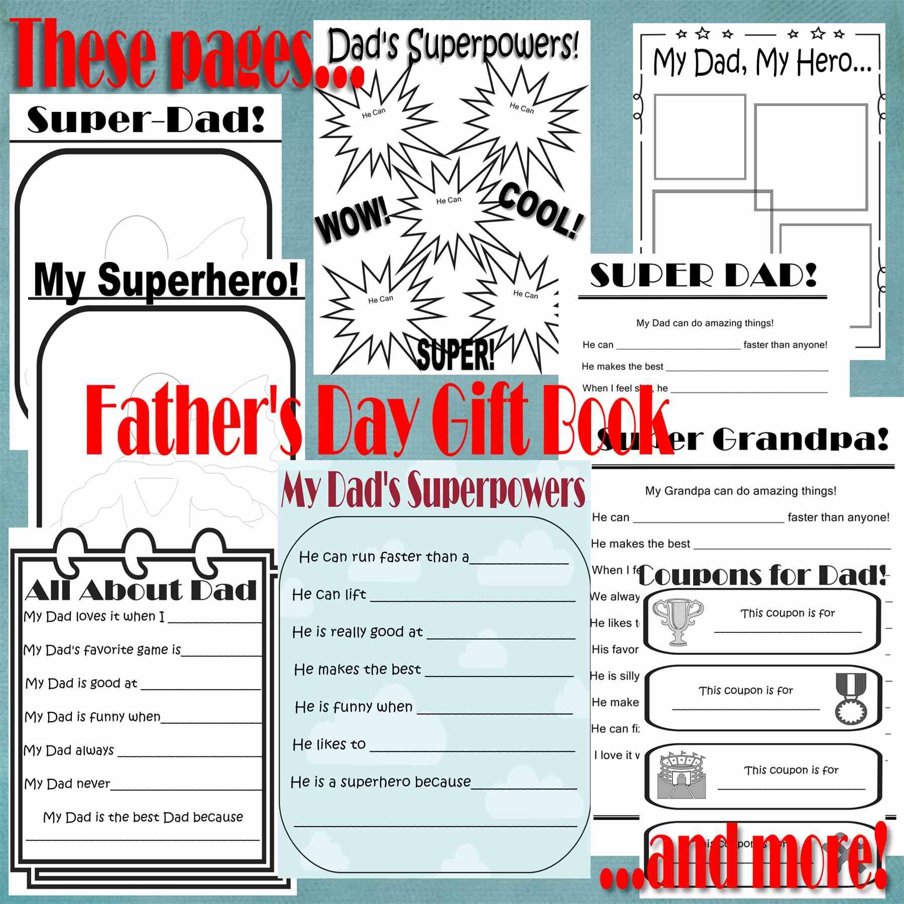 Father's Day Gift Book! Grades K-3! SUPERHERO theme!