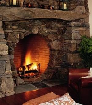The round fireplace opening