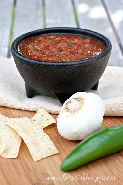This is hands down my favorite salsa recipe.  I suppose “restaurant-style” depends on which Mexican restaurant you go to, but this is a lot like the salsa served in many of the Mexican