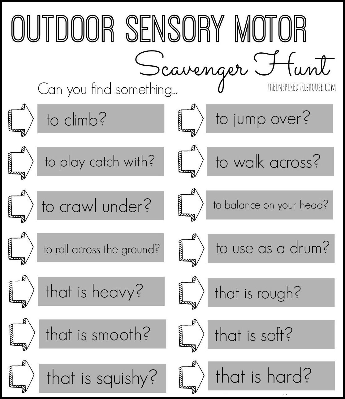 This Outdoor Sensory Motor Scavenger Hunt will get kids moving, touching, noticing, and interacting with the outdoors in a totally different