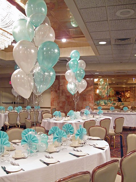 Tiffany Blue & White Balloon Centerpieces with Balloon Bases (instead of Tiffany Blue it will be the same color as the