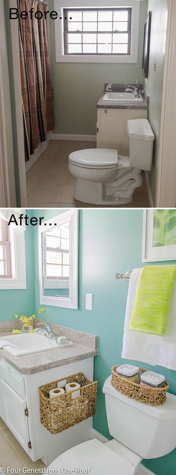 Tiny Bath Makeovers • Lots of Tips, Tutorials and Before and Afters! Including, from four gernerations, one roof, this beautiful master bath