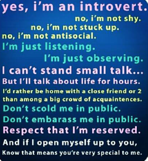 Yes, Im an introvert. No, Im not shy. No, Im not stuck up. No, Im not antisocial. Im just listening. Im just observing. I cant stand small talk, but Ill