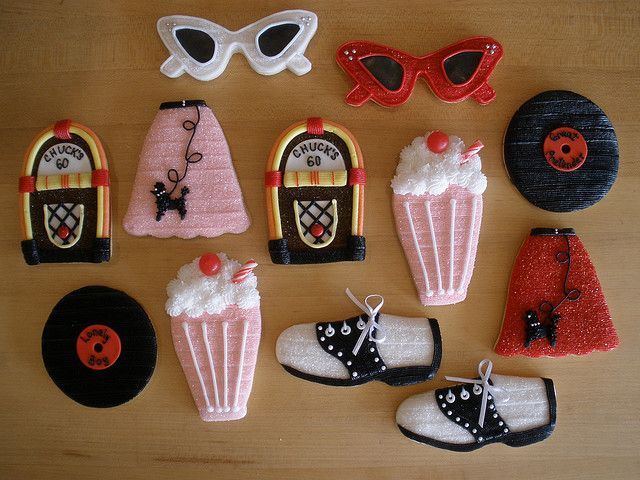 50s cookies  I would love a 50s themed party when I turn 50 :)