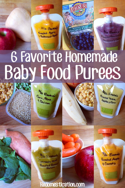 6 Favorite Homemade Baby Food Purees. Probably wont add the extras like salt, pepper and garlic powder but still some good