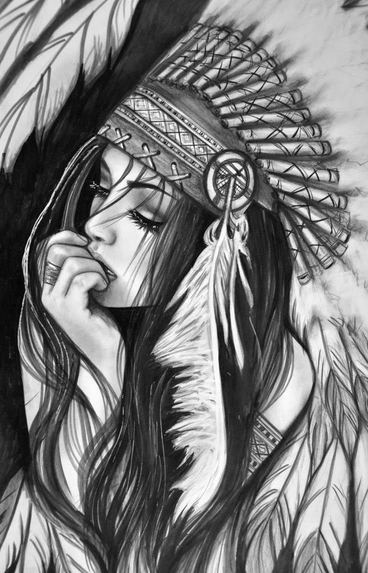 american indian pencil drawing