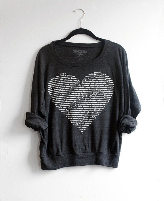 Animal Lovers Slouchy, Black Heart Sweatshirt by Xenotees
