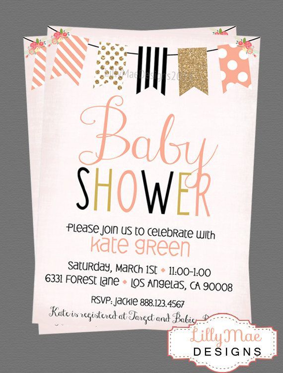 Baby Girl Shower Invitation  Banner with by LillyMaeDesigns, $13.00