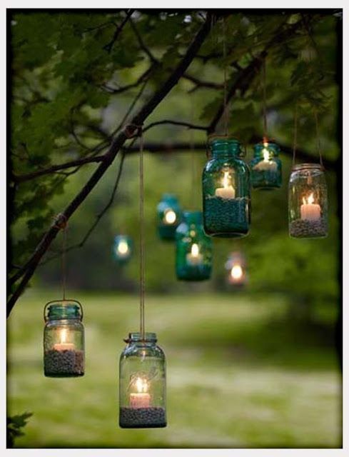 Backyard lanterns – use flameless candles for safety!
