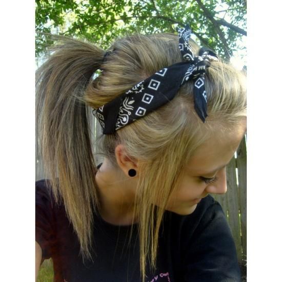 Bandana Hairstyle. I do this all the time and love it! Looks really cute with a messy bun