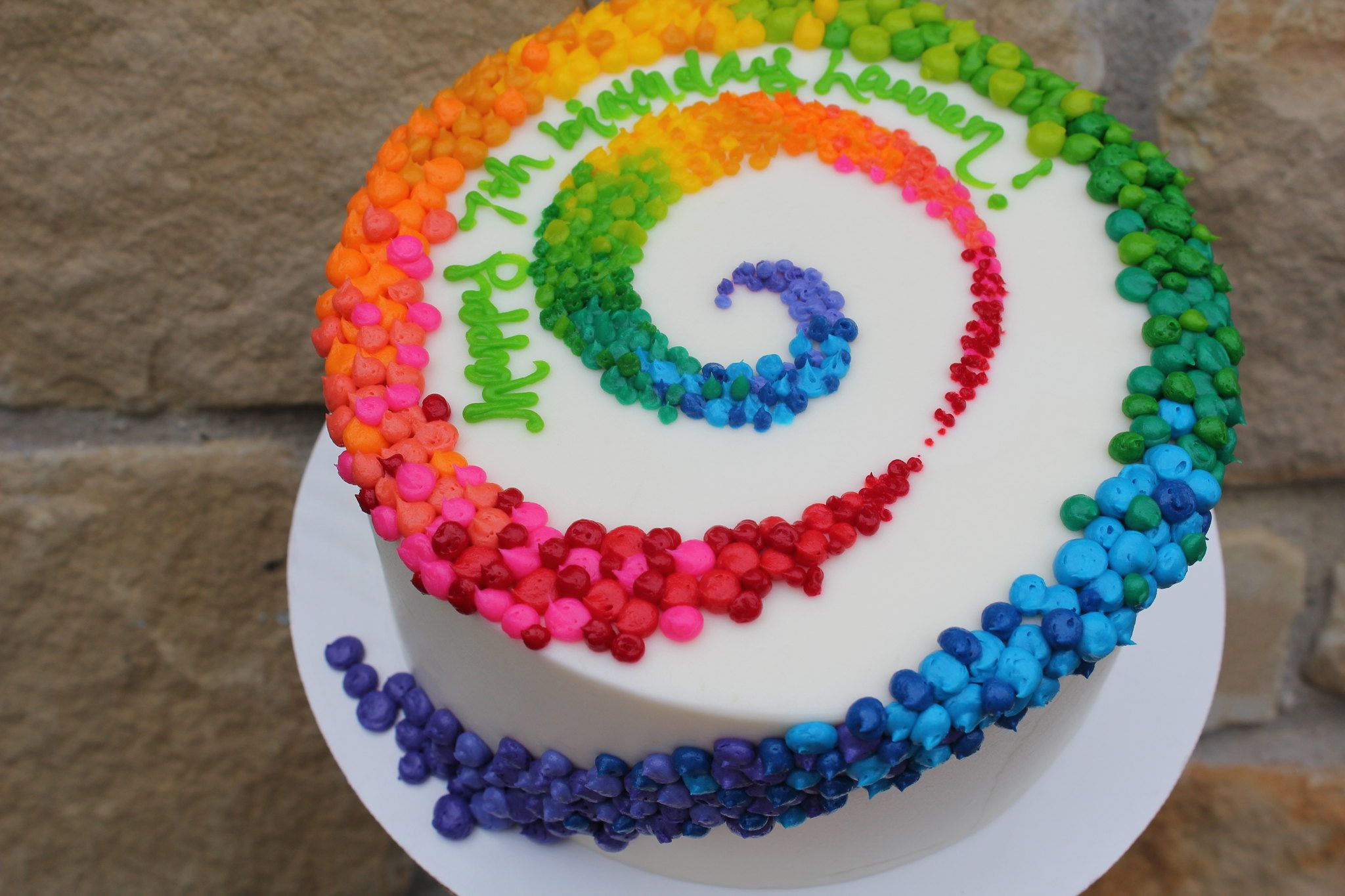 Colorful Patterned Swirl on White Cake: Birthday Cakes, Colorful Cakes