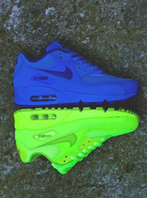 Blue and lime green Nike Air Max