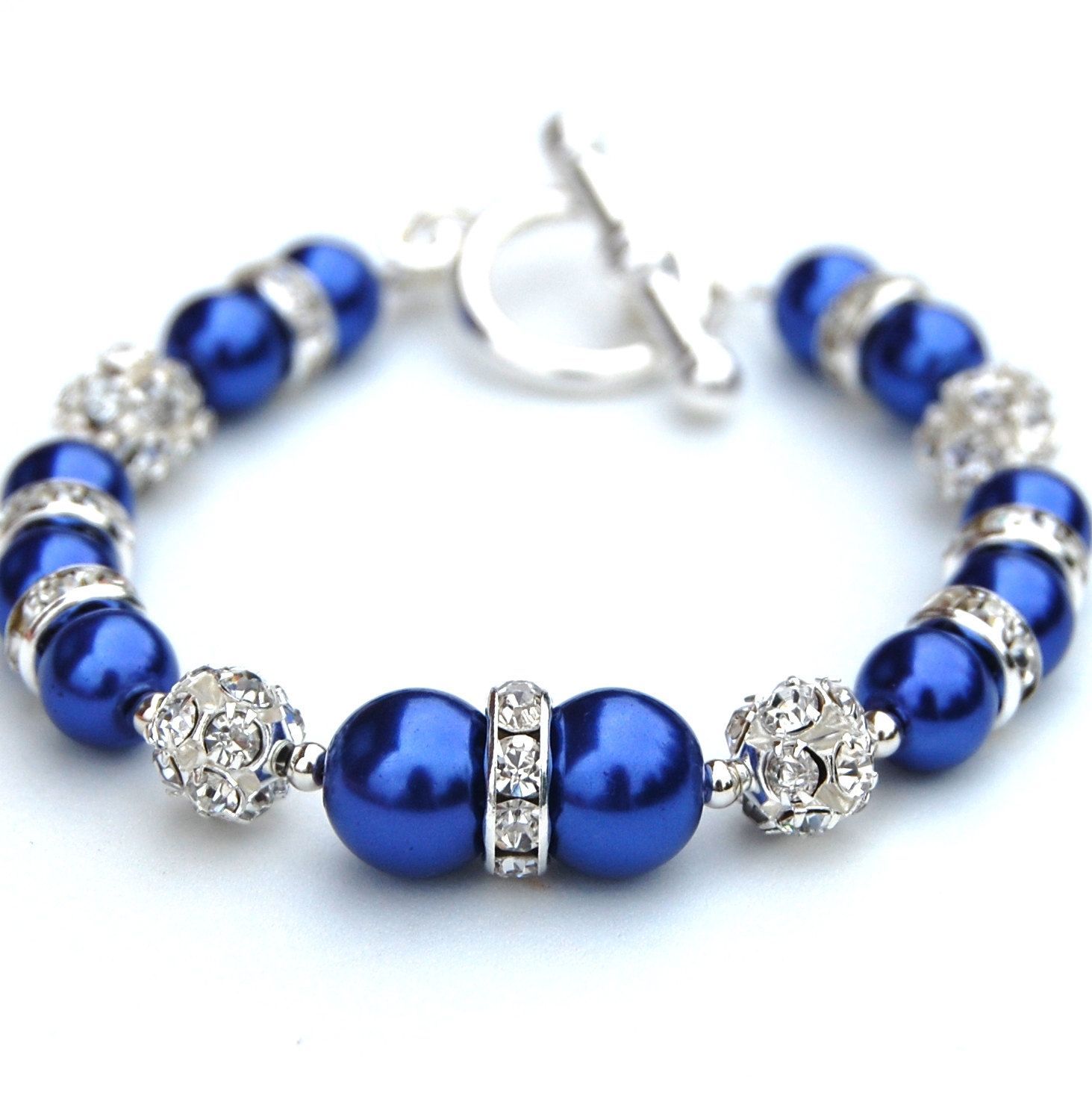 blue jewelry | Sparkling Cobalt Blue Pearl Bracelet, Bling Jewelry, Party Accessory …