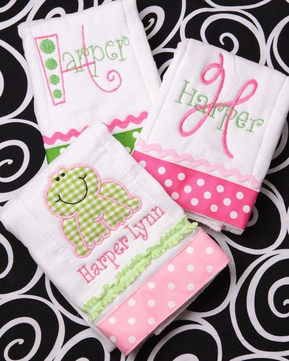 Boutique Personalized Baby Girl Burp Cloth by MineAllMineDesigns