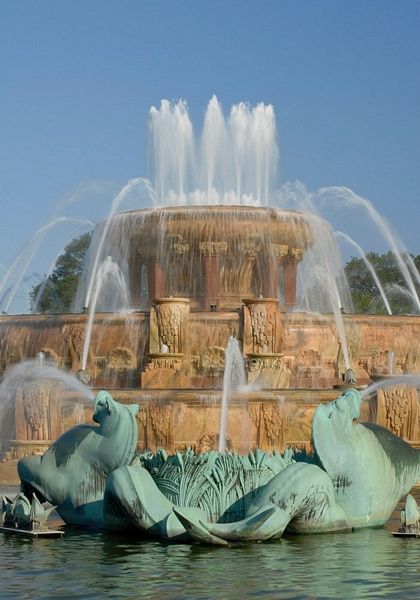 Buckingham Fountain flows all summer in Grant Park on Chicago’s Lakefront, Chicago, Illinois by Hank Erdmann