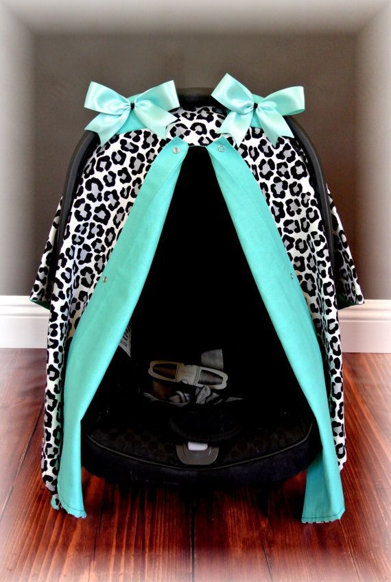 car seat canopy car seat cover cheetah TEAL by JaydenandOlivia