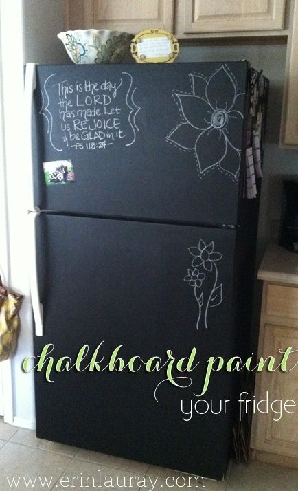 chalkboard paintt your fridge . Love this !! @ Home DIY Remodeling—–second fridge in laundry room