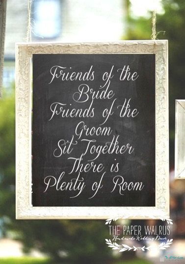 Chalkboard Seating Sign – Pick a Seat Not a Side – Wedding – 8 x 10 Print – READY TO SHIP on Etsy, $14.99