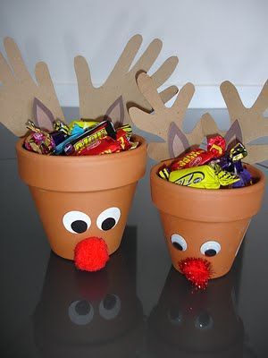 Clay Pot Reindeer…maybe use this in conjunction with the candy cane seed activity (do pots w/parents during party)