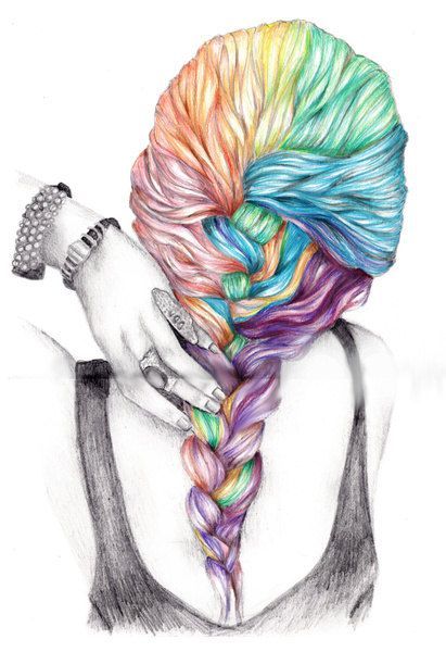 Colorful Braid drawing by KristaRaeArt on Etsy #wallartroad #sketches