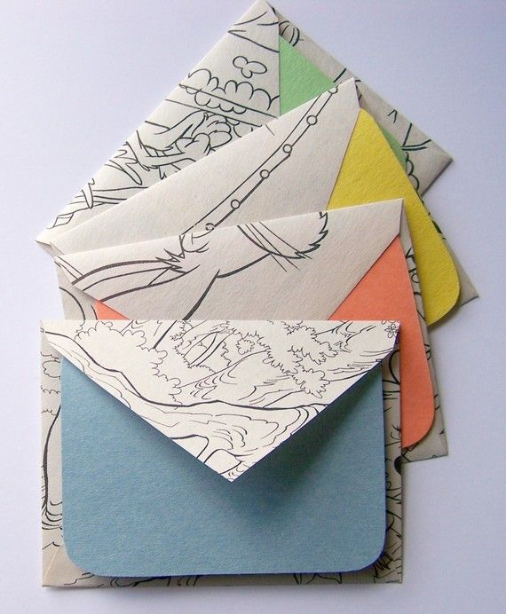 Coloring book envelopes – love!