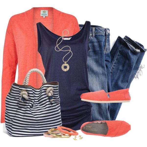 Coral is one of my all-time fav colors. And it livens up navy in a heartbeat:) Look at those fab coral TOMS too:)